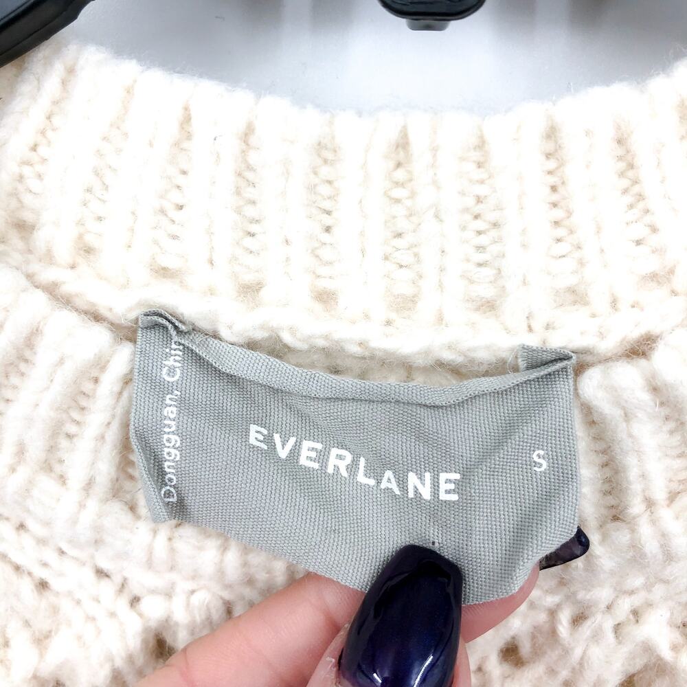 Everlane Womens Cloud Oversized Crew Sweater Small Cream Bone Textured Knit NWOT - Picture 10 of 12